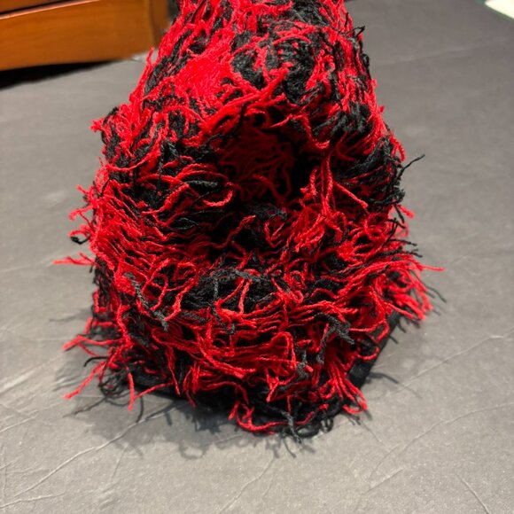 Distressed Black & Red Street Style Beanie – Unisex Knit Hat - Picture 2 of 5